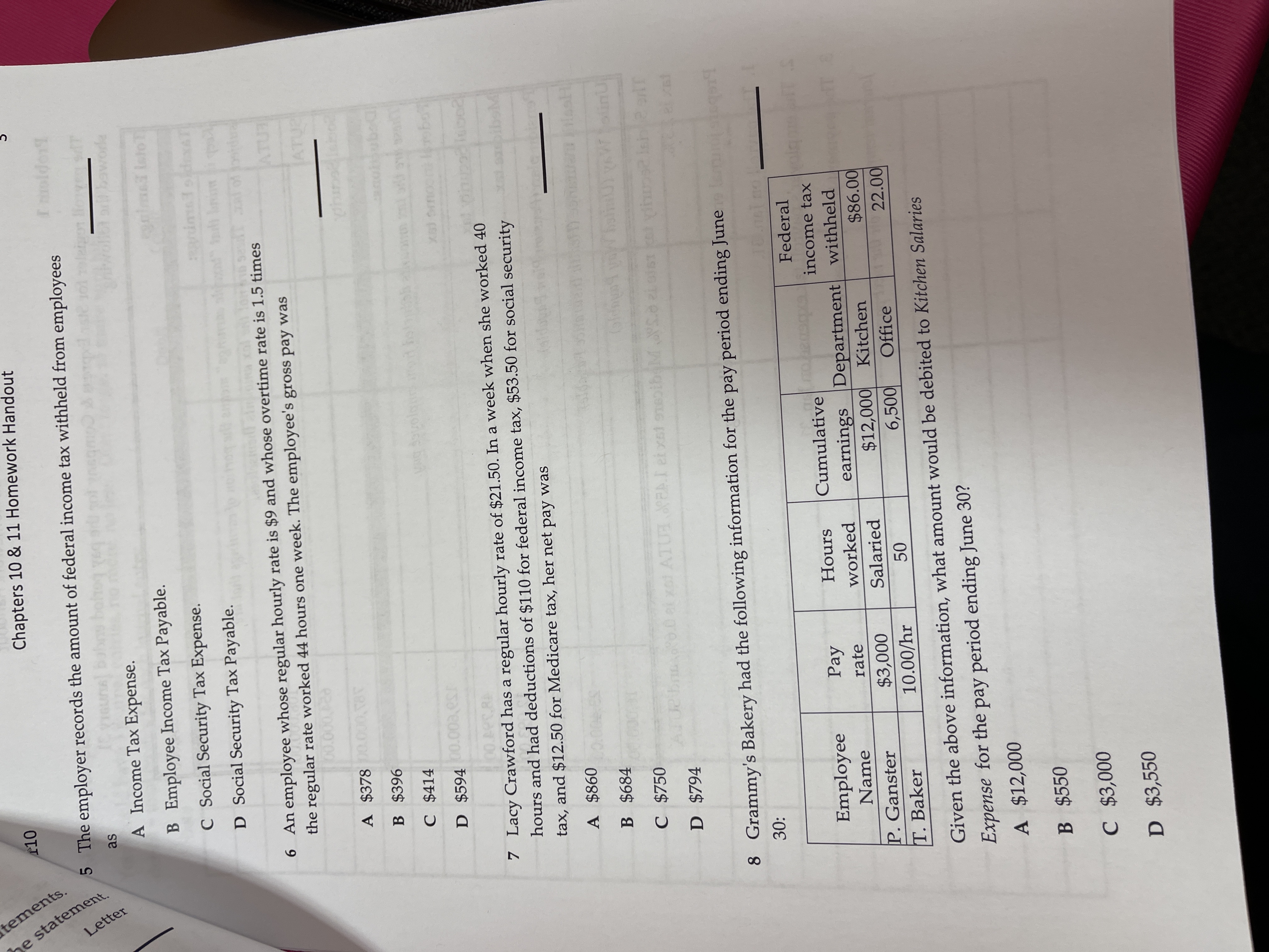  tements. 110 Chapters 10 & 11 Homework Handout e statement. 5