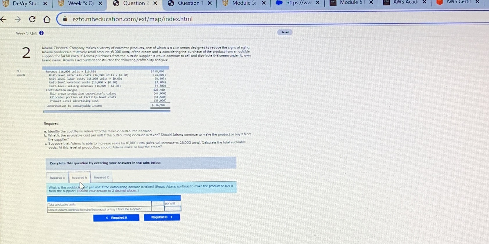 301 DeVry Stud X Week 5: Q X Question 2 X Question