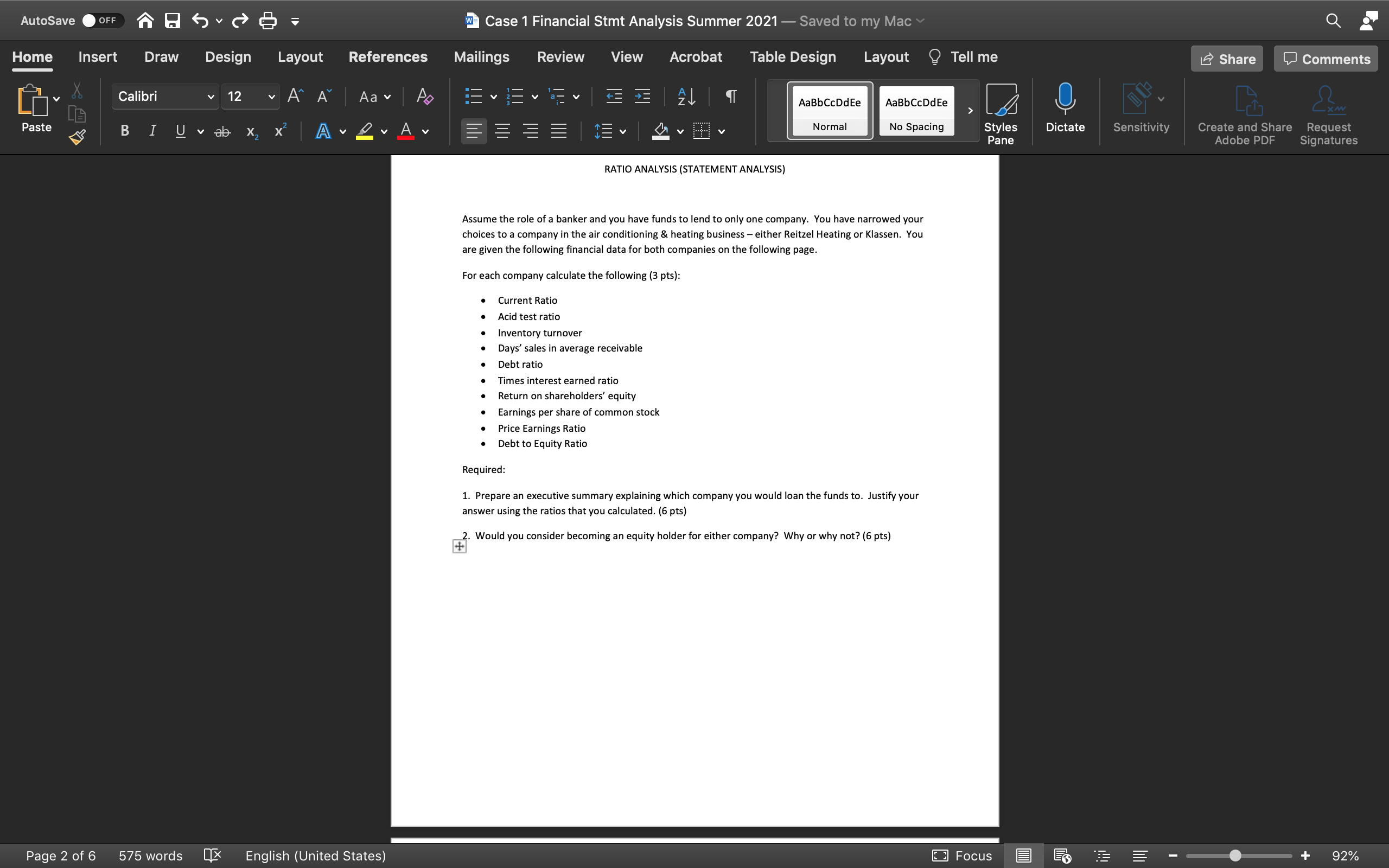 of 6 E'dvc'; Draw Calibri I 575 Words Design Layout English (