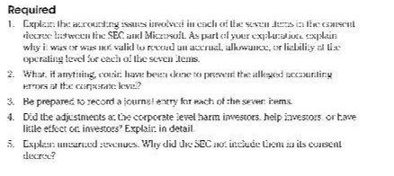 Required 1. Explain the accouchany issues involved in cach on thre