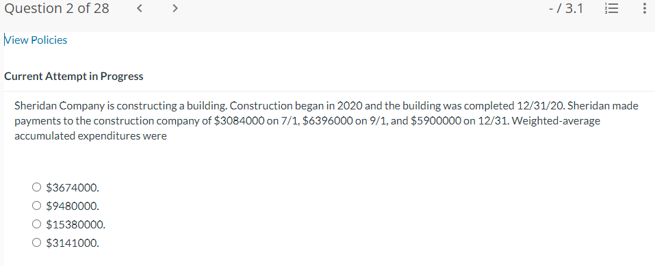  Question 2 of 28 - /3.1 E View Policies Current Attempt