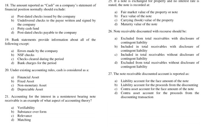 23. If a note is exchanged for property and no interest