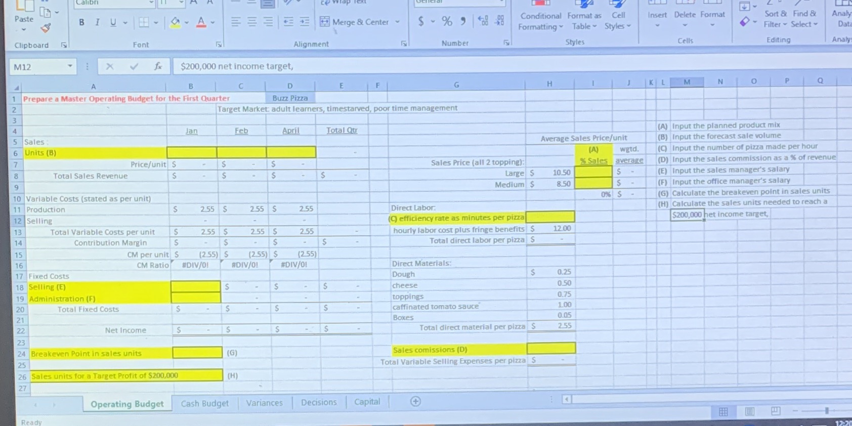 Acct301 Calibri LB Paste BI U - F - CA- Merge &