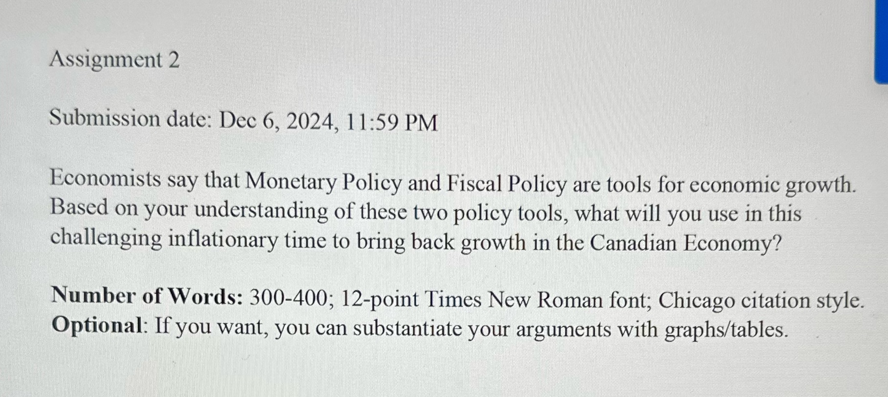 Please use In-text citations . Assignment 2 Submission date: Dec 6, 2024,