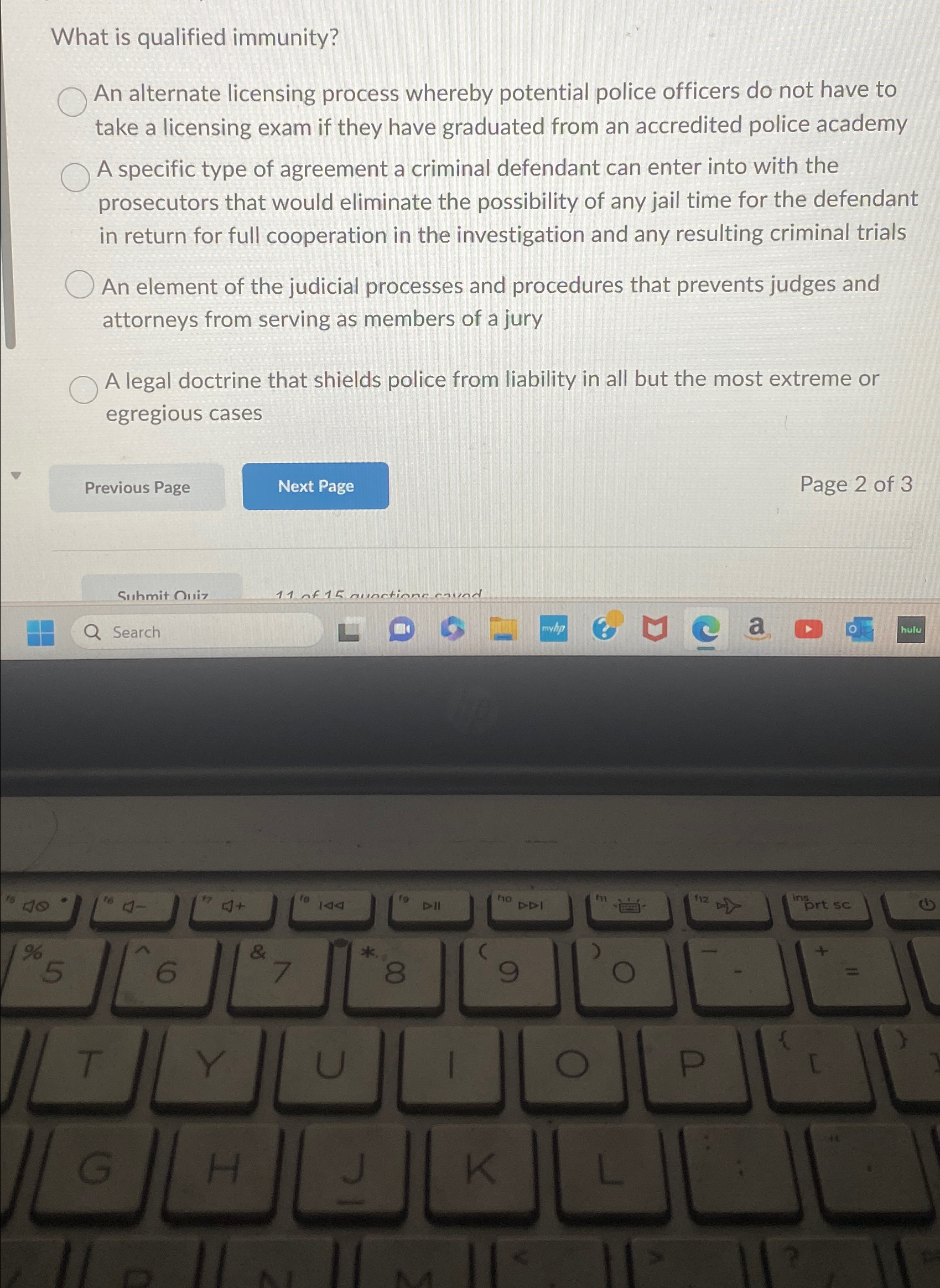  What is qualified immunity? An alternate licensing process whereby potential police