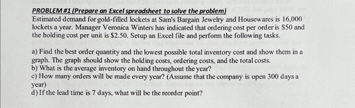 answer all questions using excel and excel functions PROBLEM \#1 (Prepare an