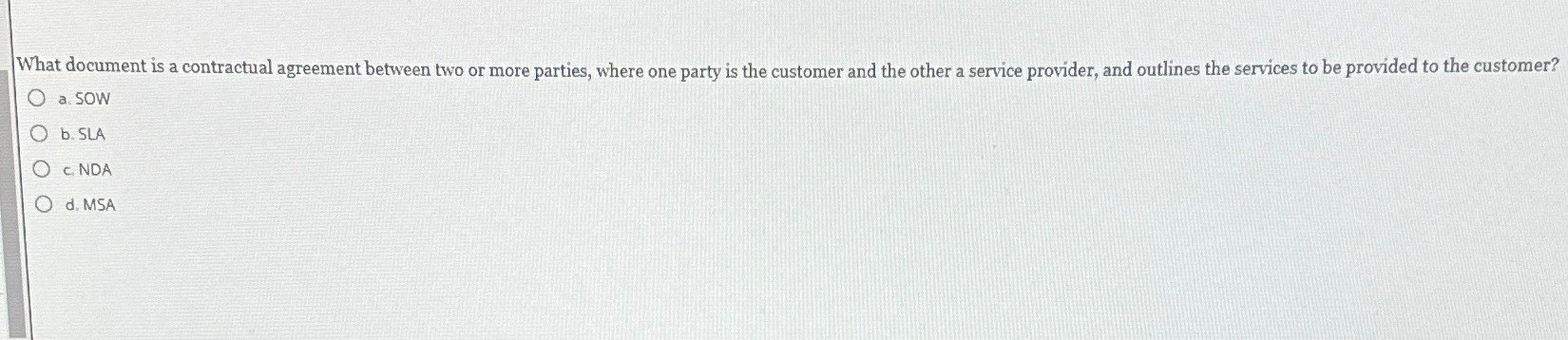  What document is a contractual agreement between two or more parties,