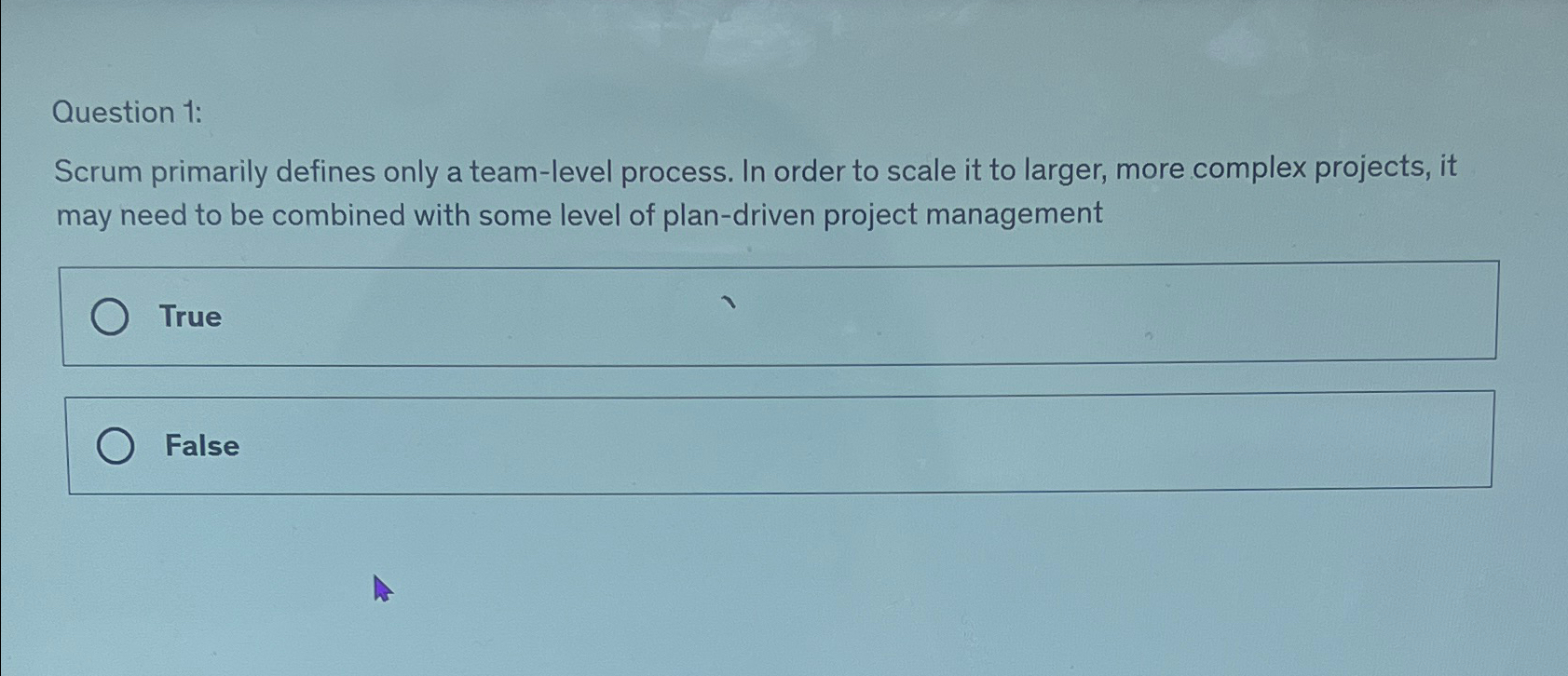  Question 1: Scrum primarily defines only a team-level process. In order