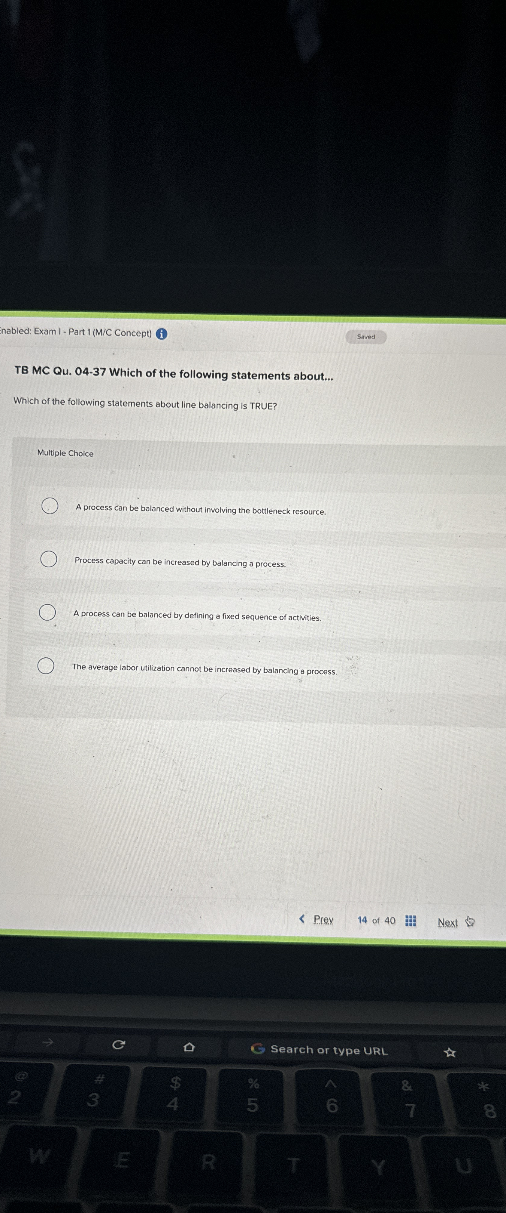  nabled: Exam I - Part 1(M/C Concept)(i) TB MC Qu.04-37 Which
