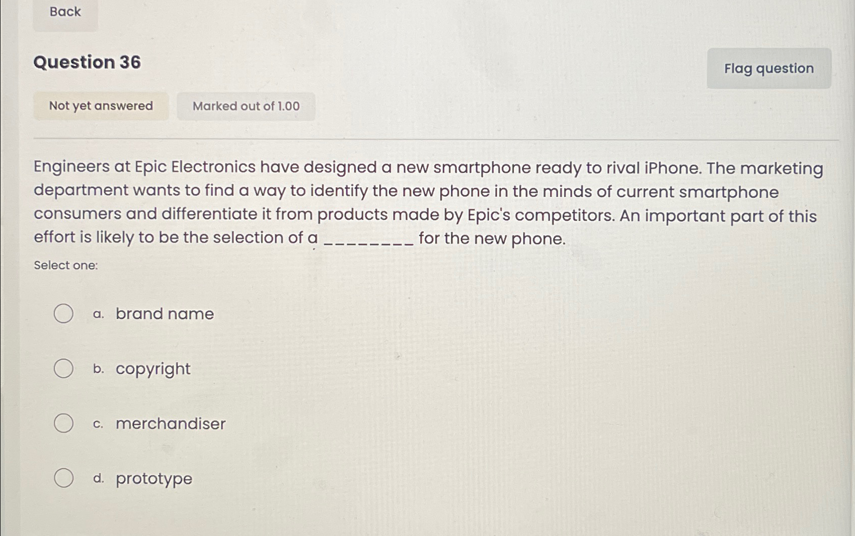  Back Question 36 Engineers at Epic Electronics have designed a new