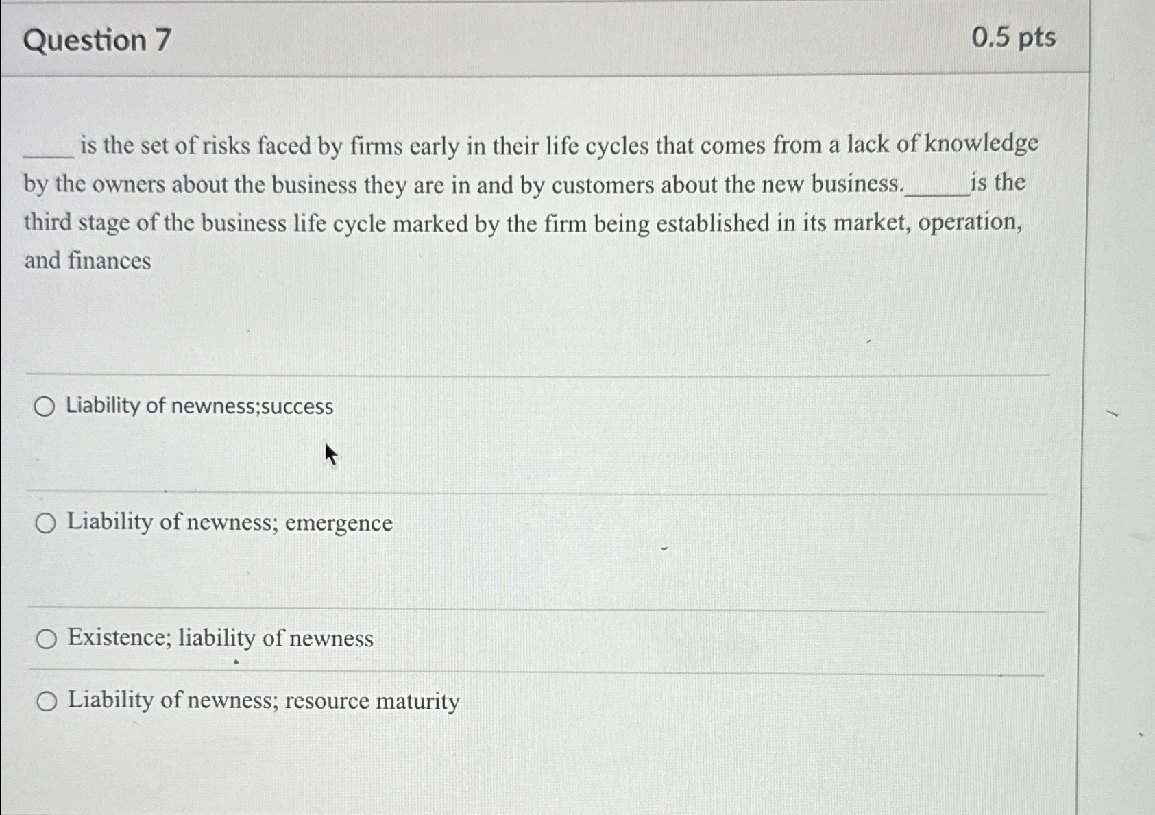  Question 7 0.5pts is the set of risks faced by firms