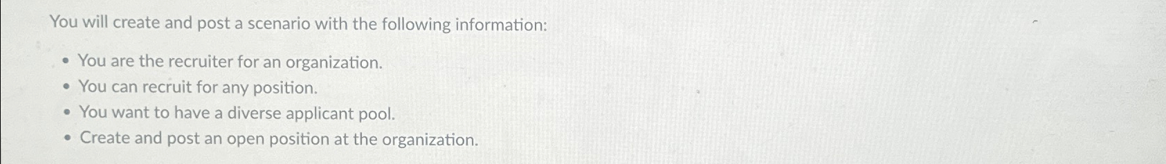  You will create and post a scenario with the following information: