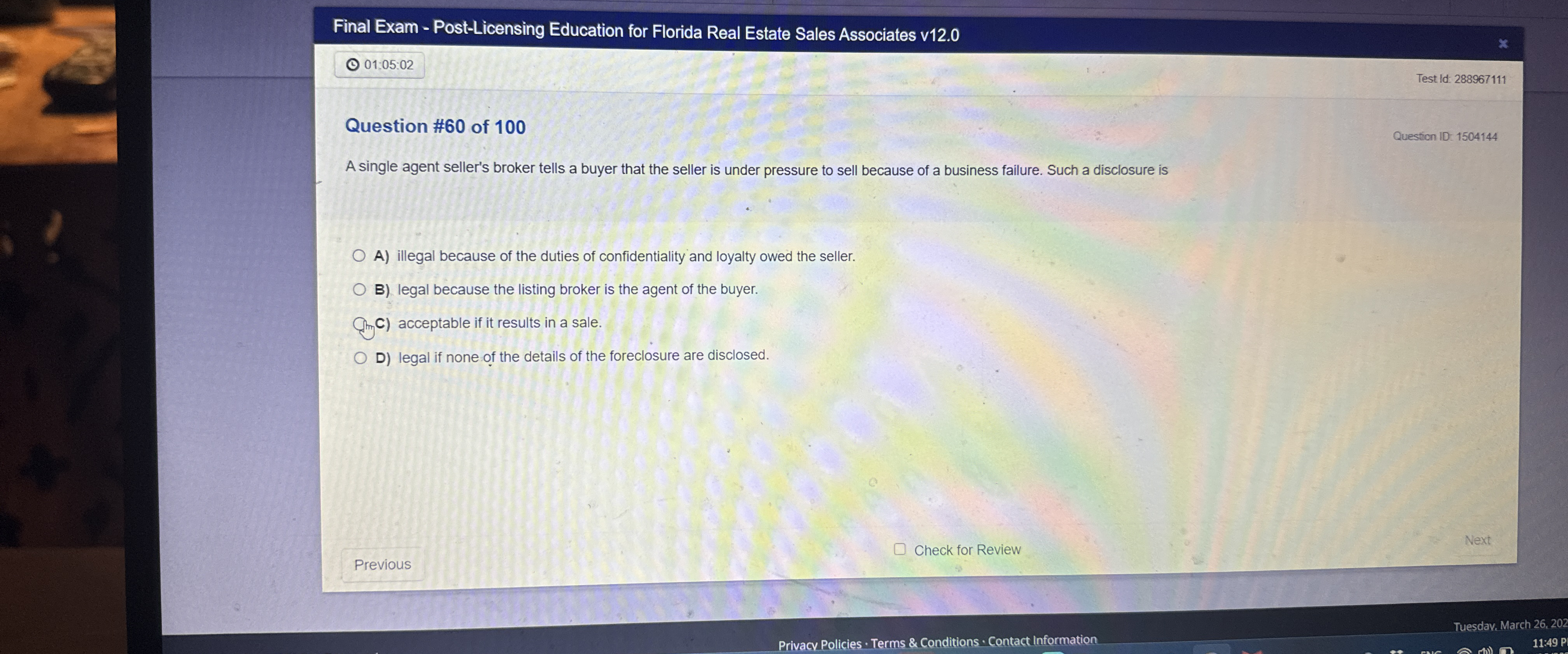  Final Exam - Post-Licensing Education for Florida Real Estate Sales Associates