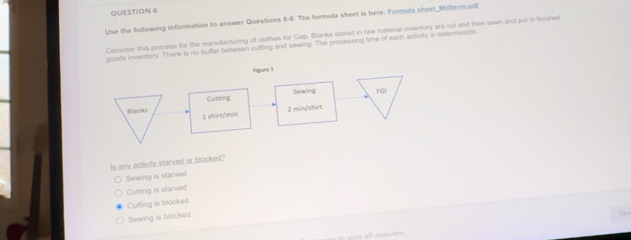  suppose a buffer (with infinte space) is placed between cutting and