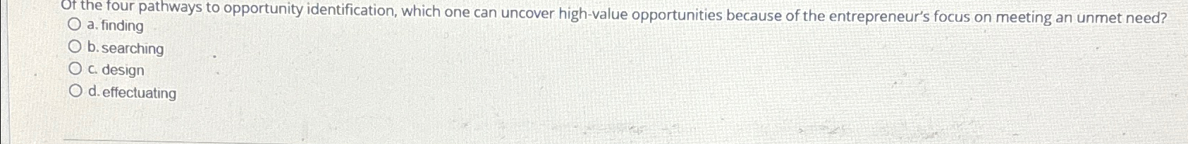  Ot the four pathways to opportunity identification, which one can uncover