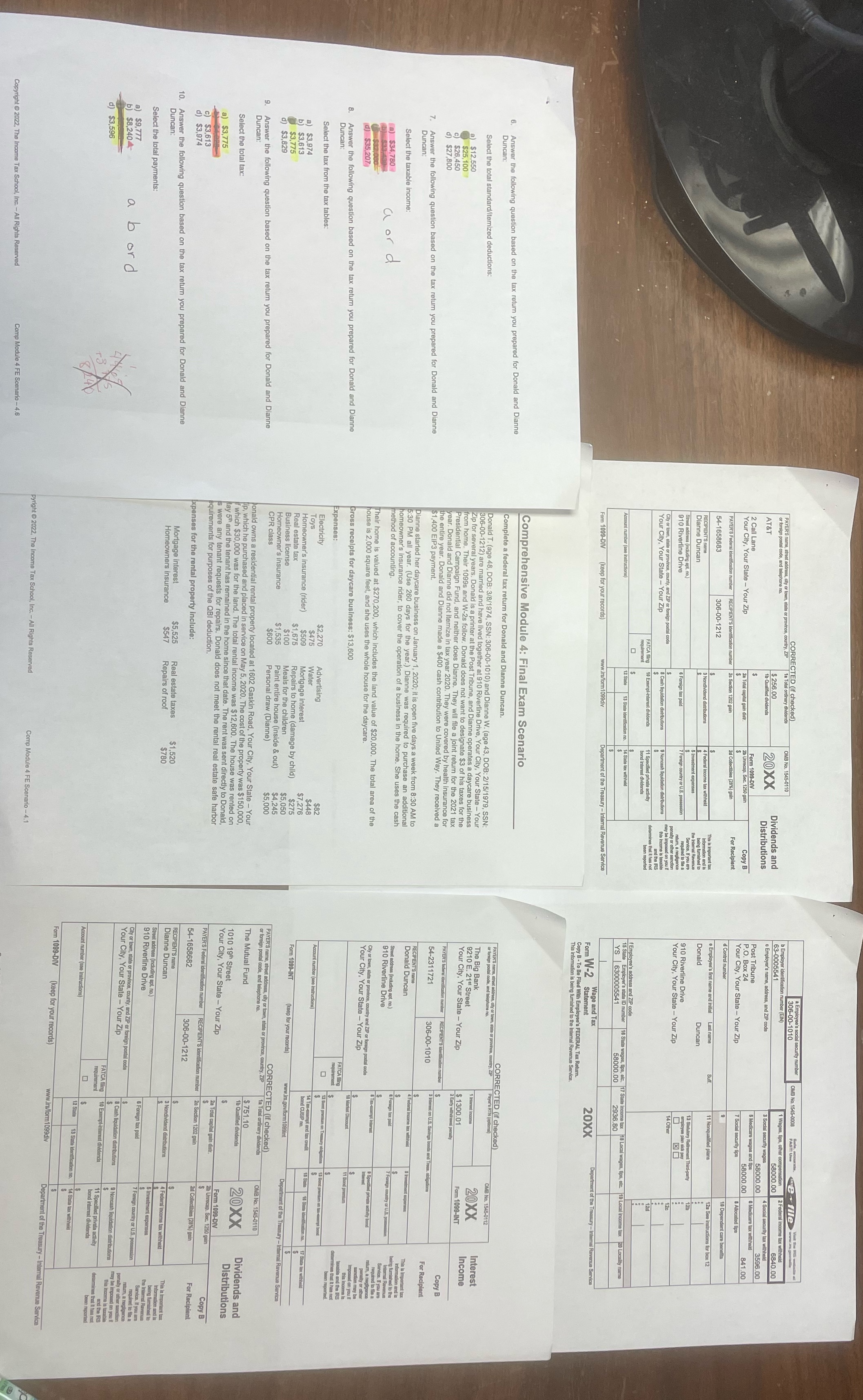 Need help answering questions 7 and 10. Exampleree's not security number OMB