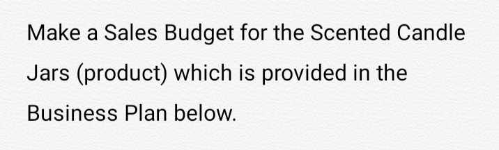 Task: Make a Sales Budget for the Scented Candle Jars (product) which