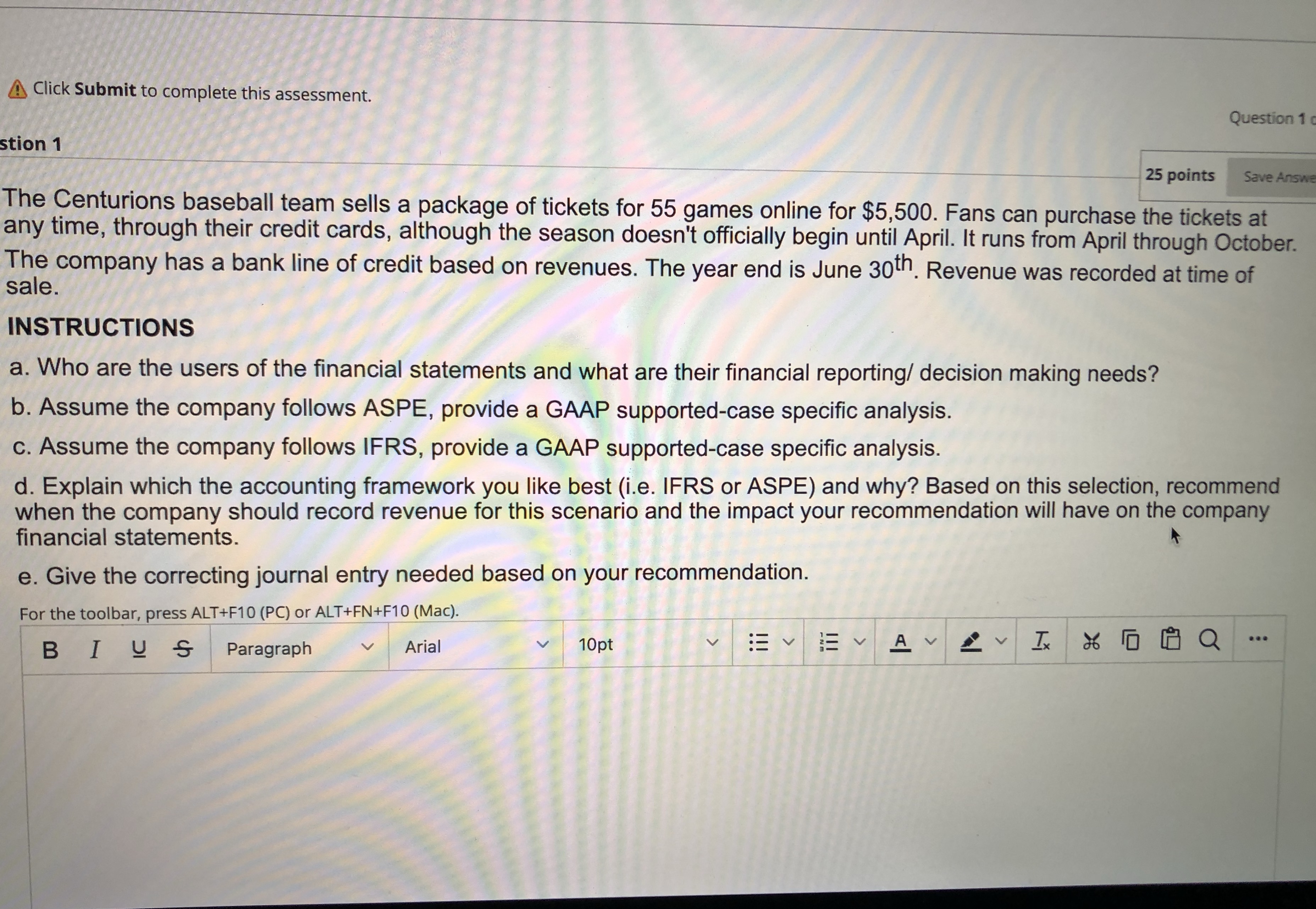 Answer please, case study ACC415 A Click Submit to complete this assessment.