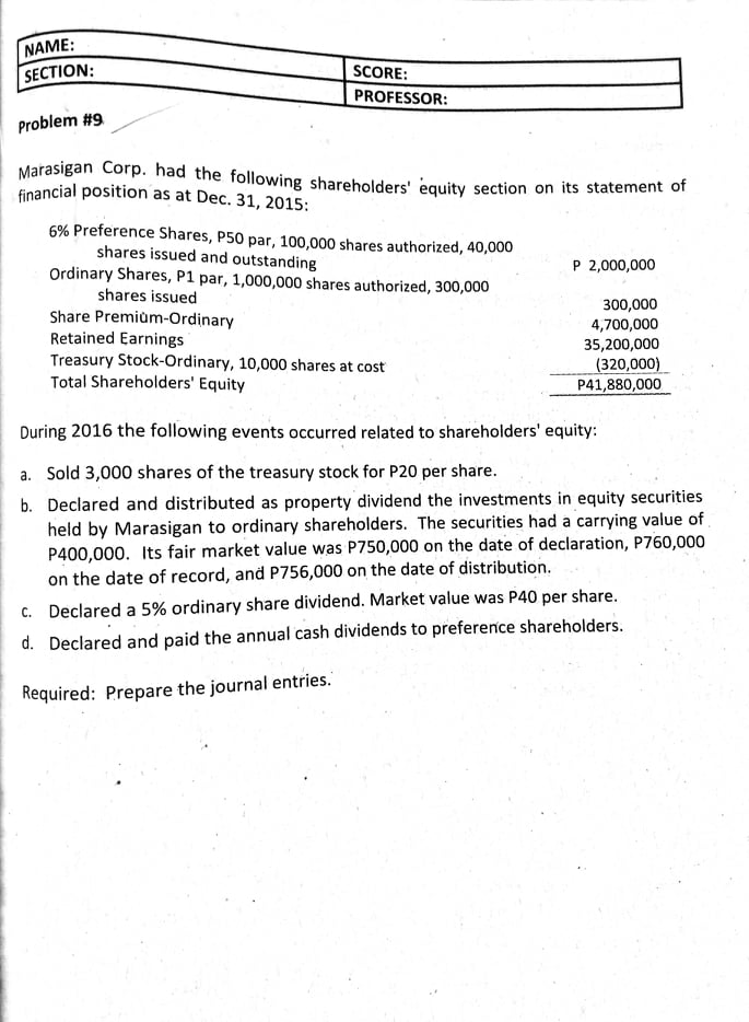 Please show me the correct solution and answers regarding problem 9 and