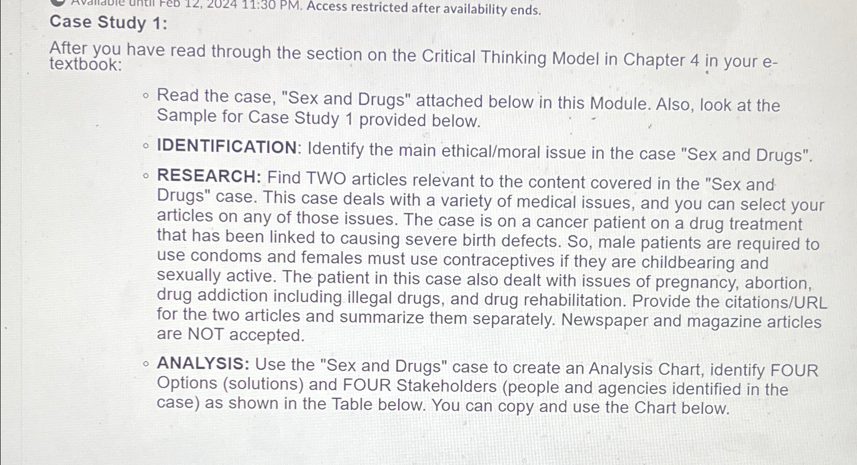  Case Study 1: After you have read through the section on