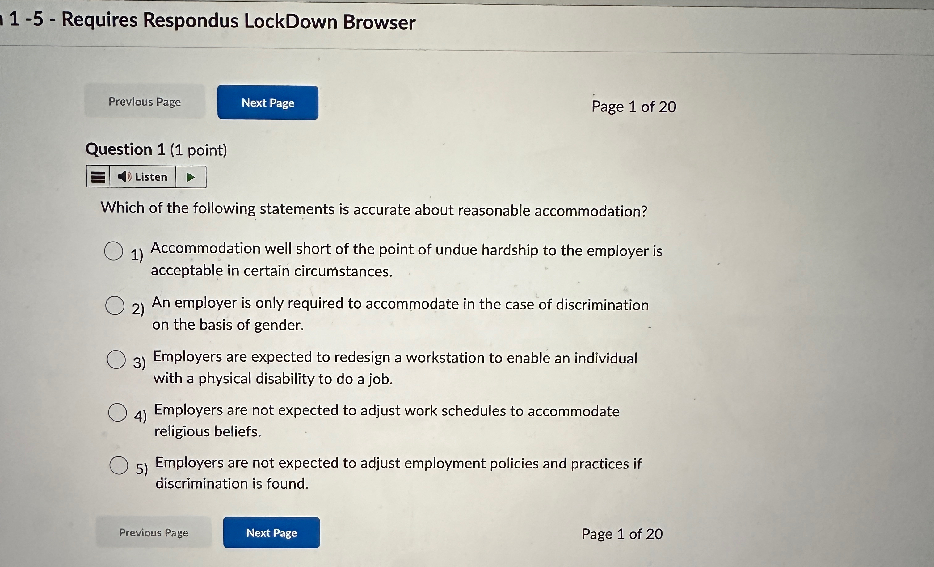  1-5- Requires Respondus LockDown Browser Page 1 of 20 Question 1(1