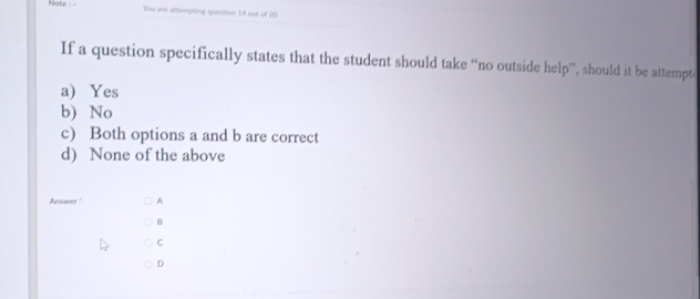  If a question specifically states that the student should take "no