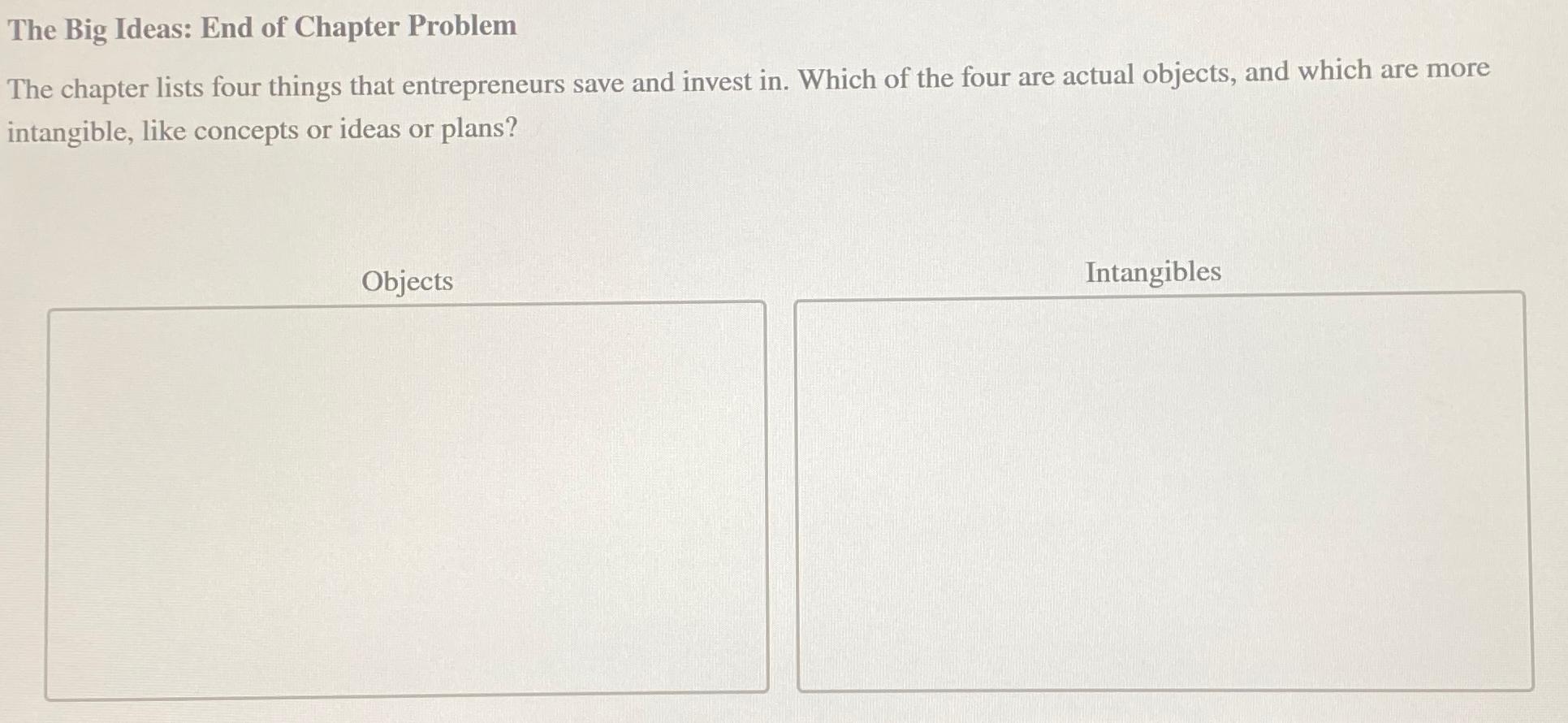  The Big Ideas: End of Chapter Problem The chapter lists four