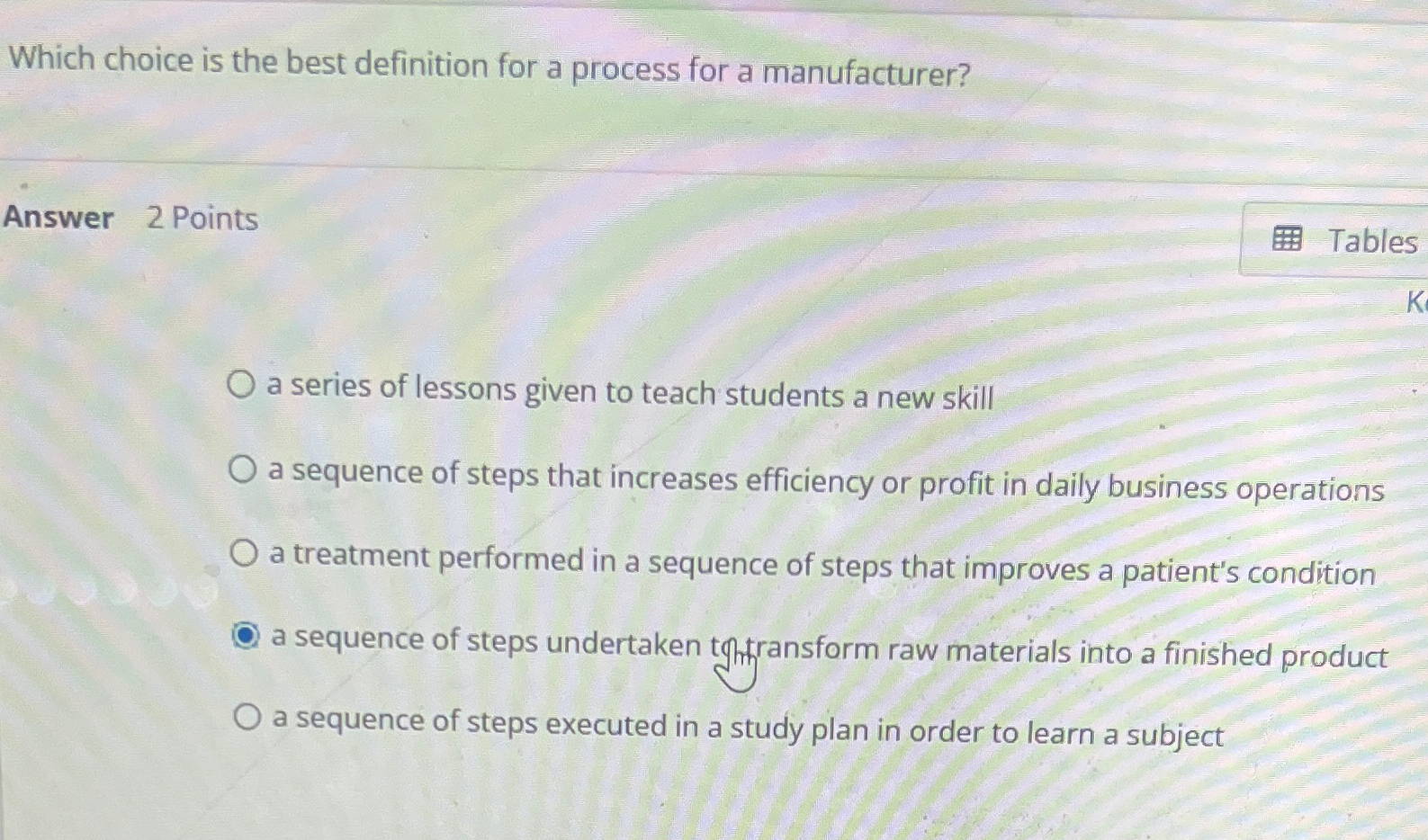  Which choice is the best definition for a process for a