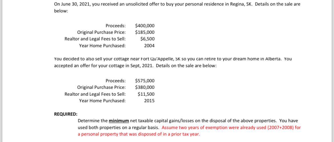  On June 30,2021, you received an unsolicited offer to buy your