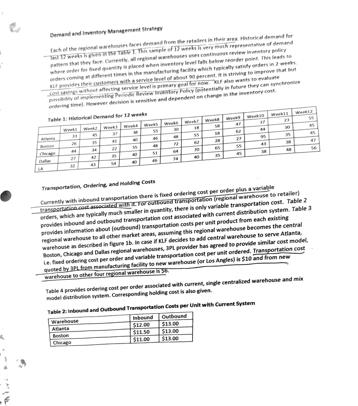  1. Regional distributors are currently using continuous review inventory policy. Compute