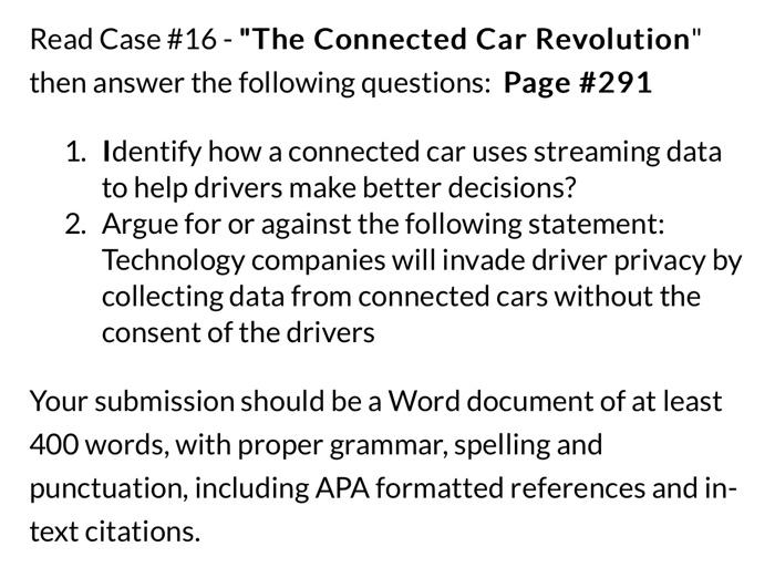 pls add the reference APA form Read Case \#16 - "The Connected