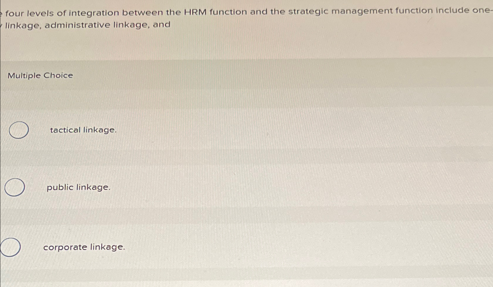  four levels of integration between the HRM function and the strategic