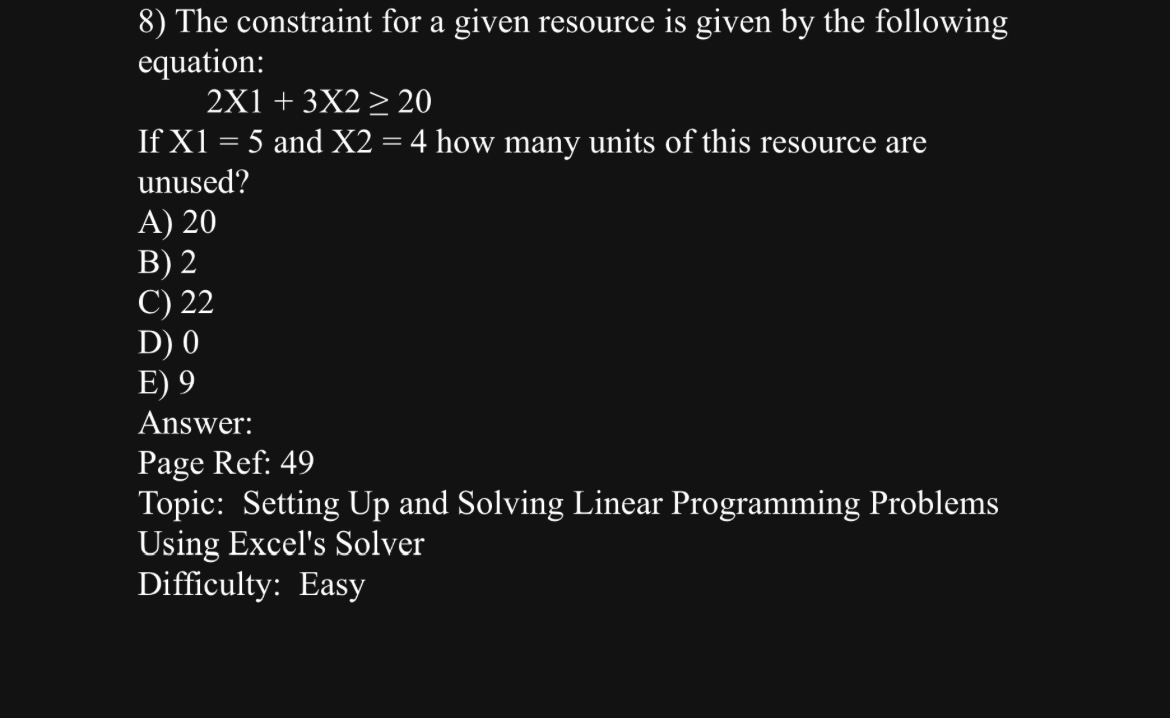  The constraint for a given resource is given by the following