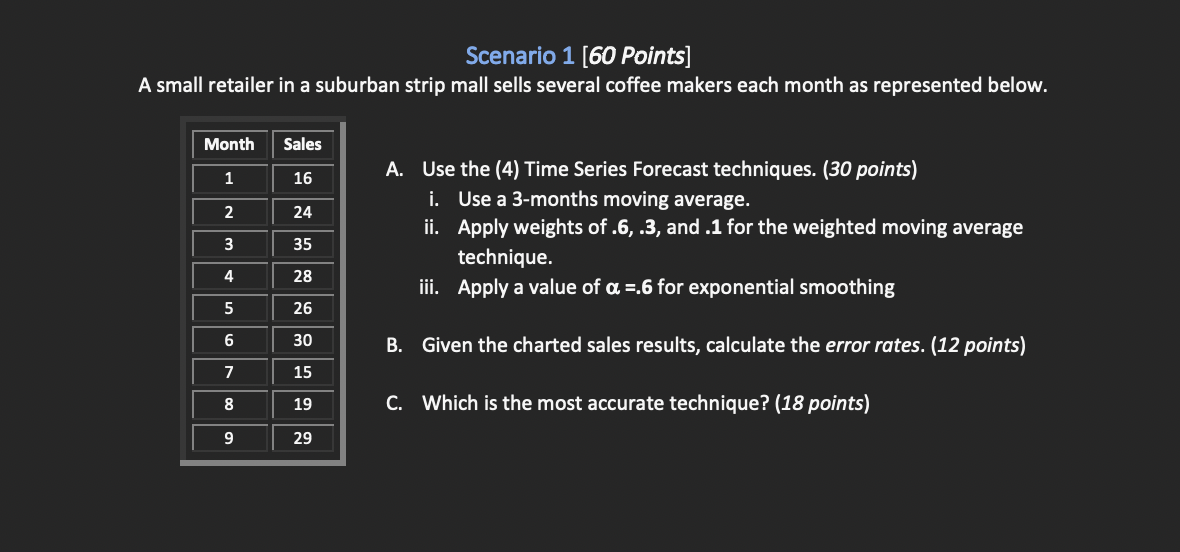 Can the answer be shown in an excel document Scenario 1 [60