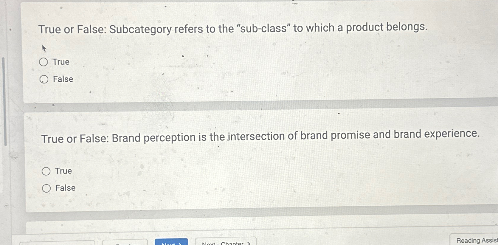  True or False: Subcategory refers to the "sub-class" to which a