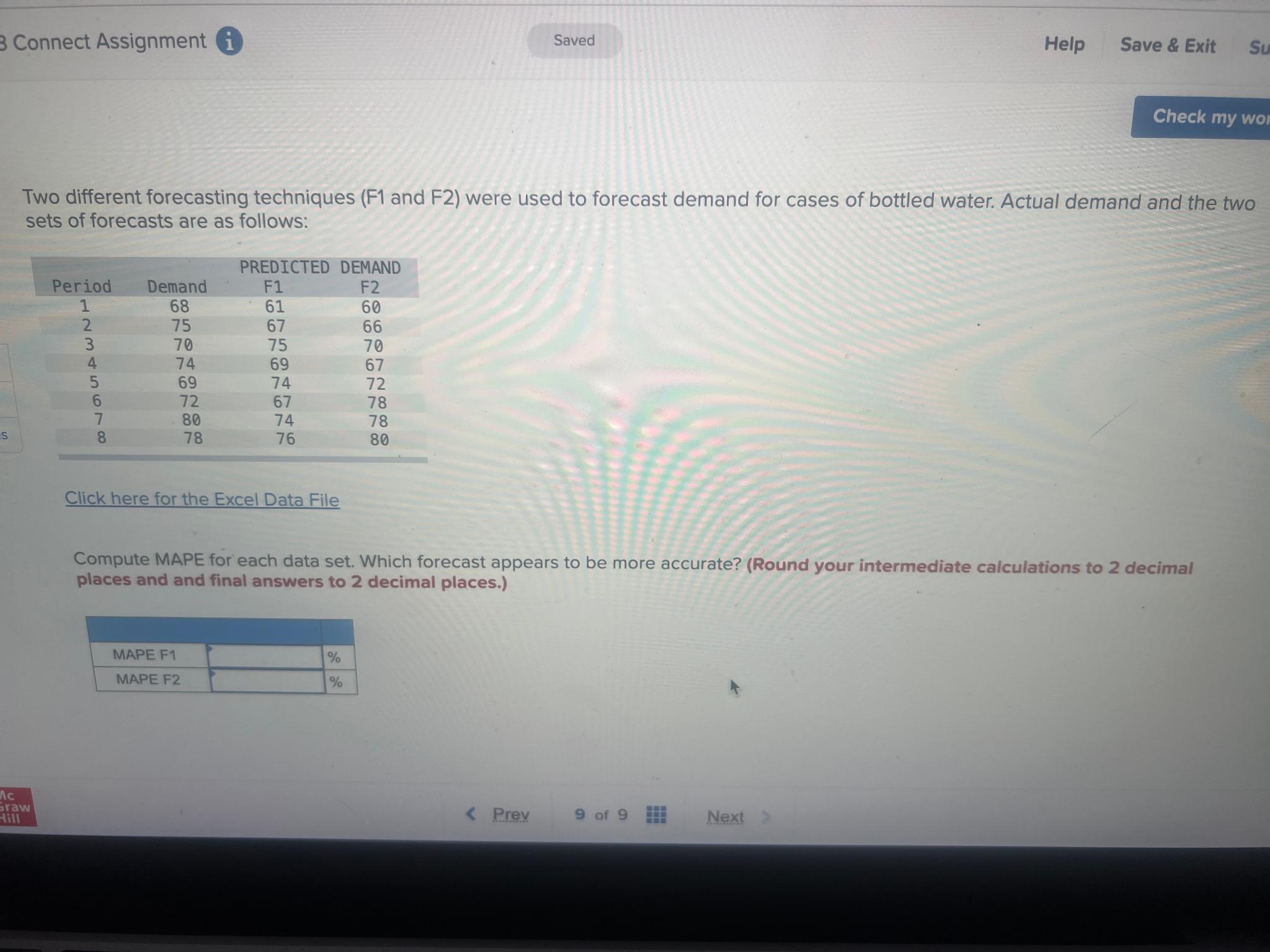  3 Connect Assignment i Saved Help Save & Exit Check my