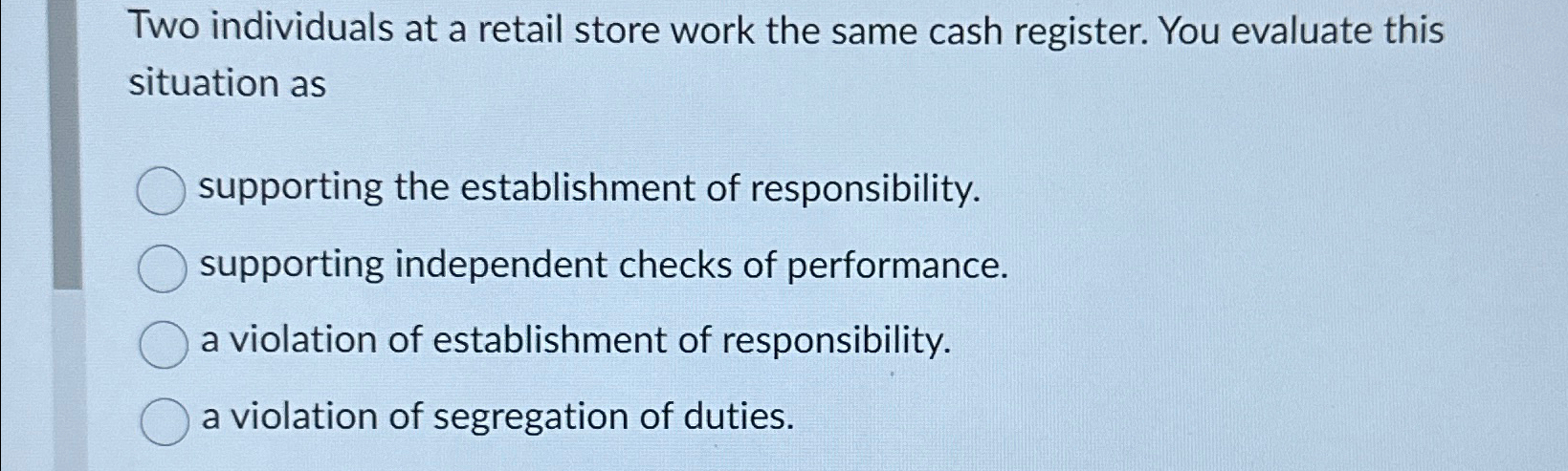  Two individuals at a retail store work the same cash register.