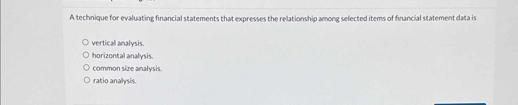 A technique for evaluating financial statements that expresses the relationship among