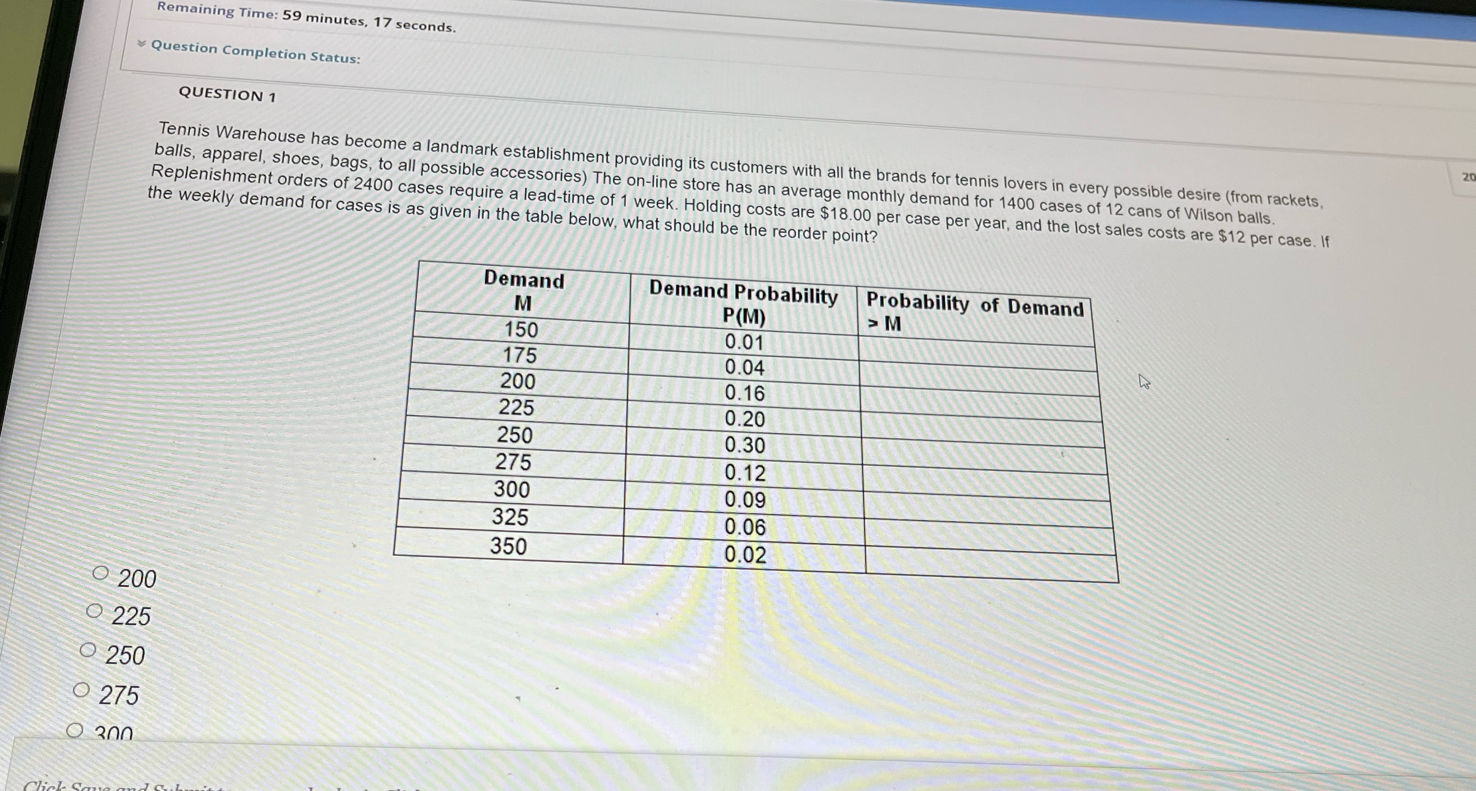 Remaining Time: 59 minutes, 17 seconds. Question Completion Status: QUESTION 1