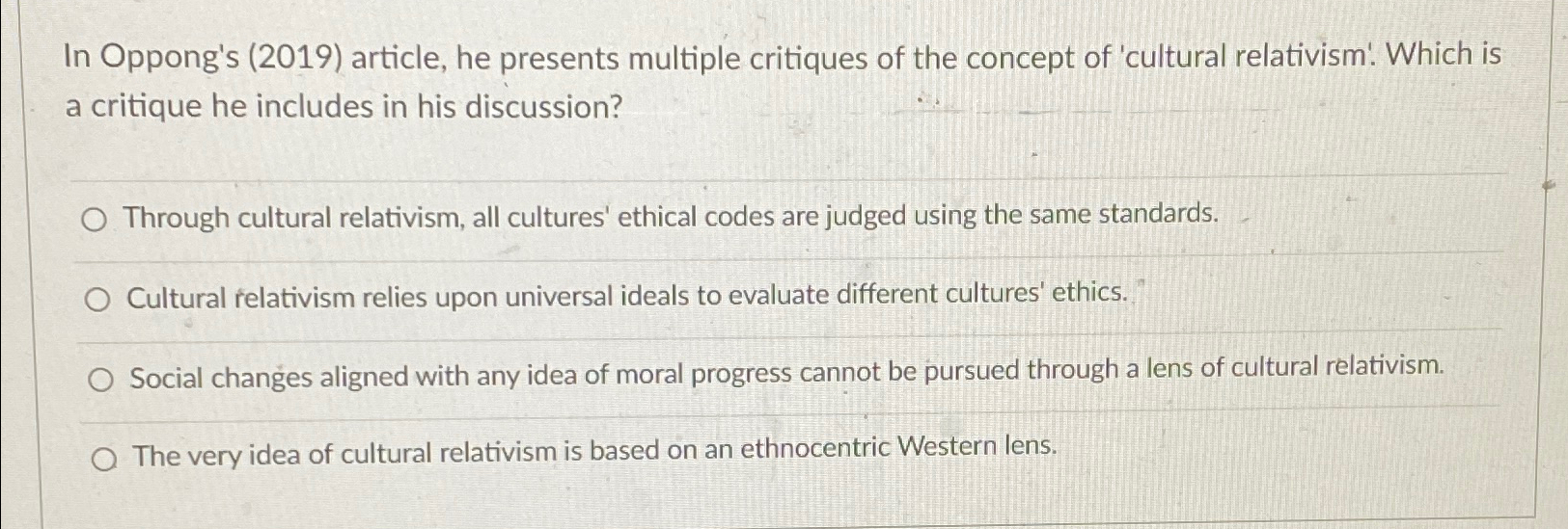  In Oppong's (2019) article, he presents multiple critiques of the concept