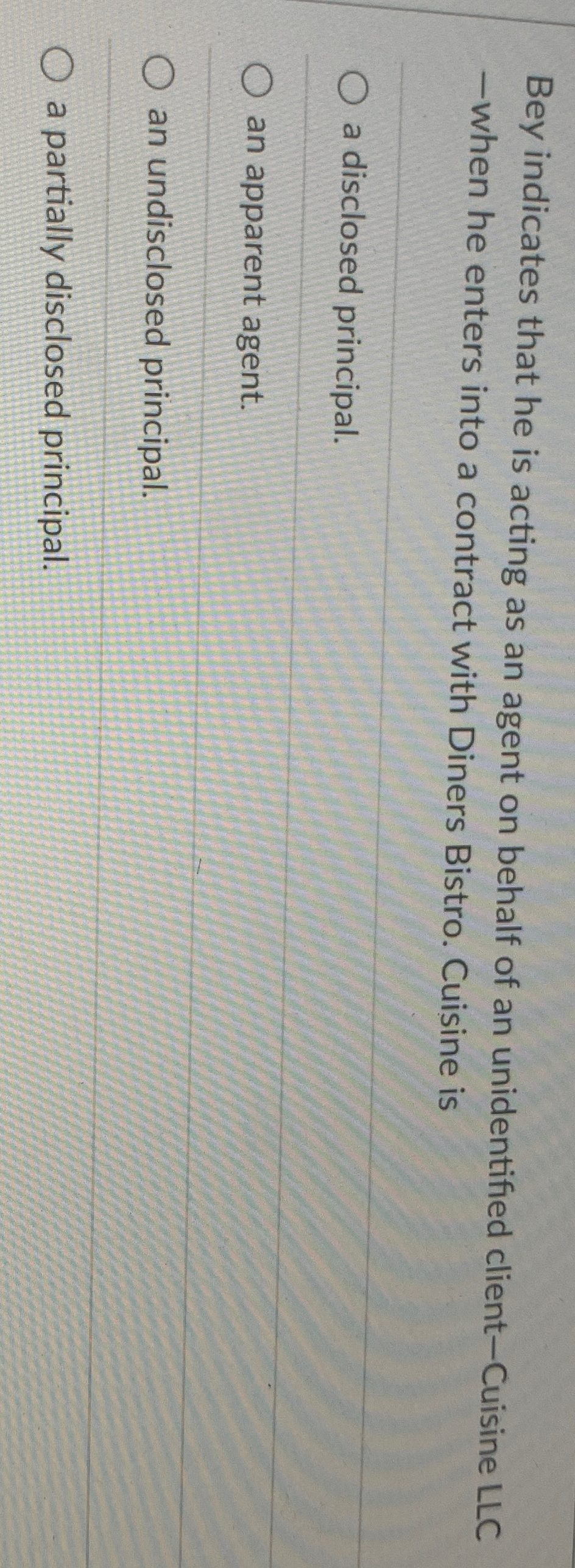  Bey indicates that he is acting as an agent on behalf