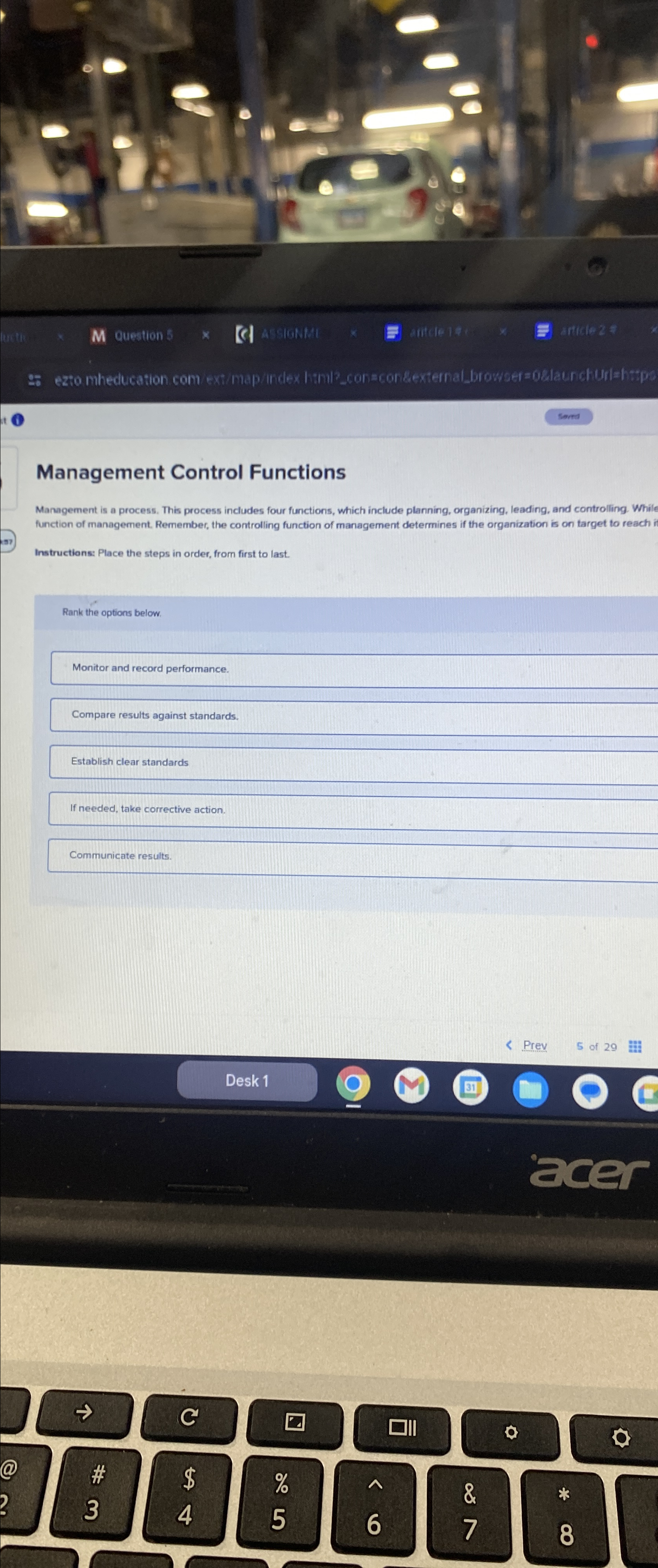  Management Control Functions Management is a process. This process includes four