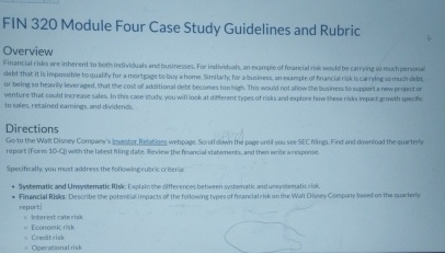  FIN 320 Module Four Case Study Guidelines and Rubric Overview in