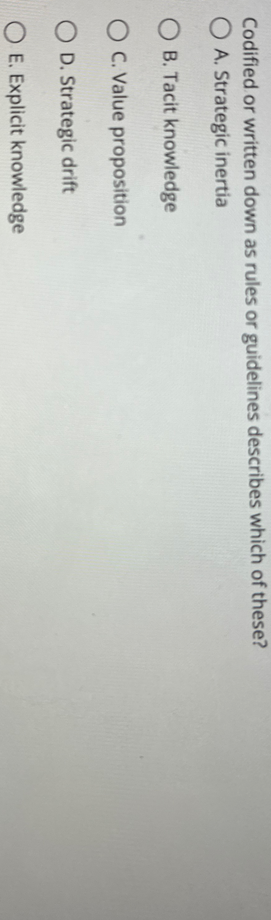  Codified or written down as rules or guidelines describes which of