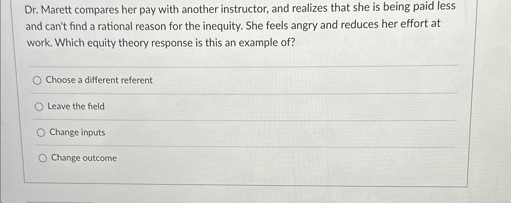  Dr. Marett compares her pay with another instructor, and realizes that