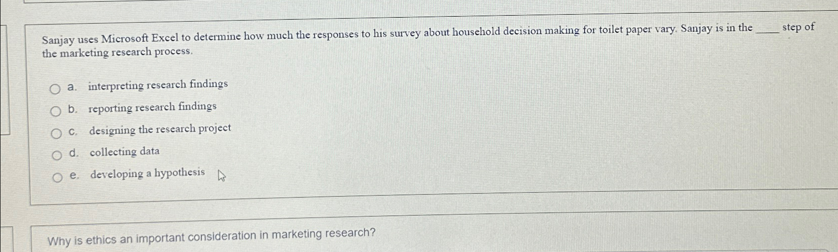  Sanjay uses Microsoft Excel to determine how much the responses to