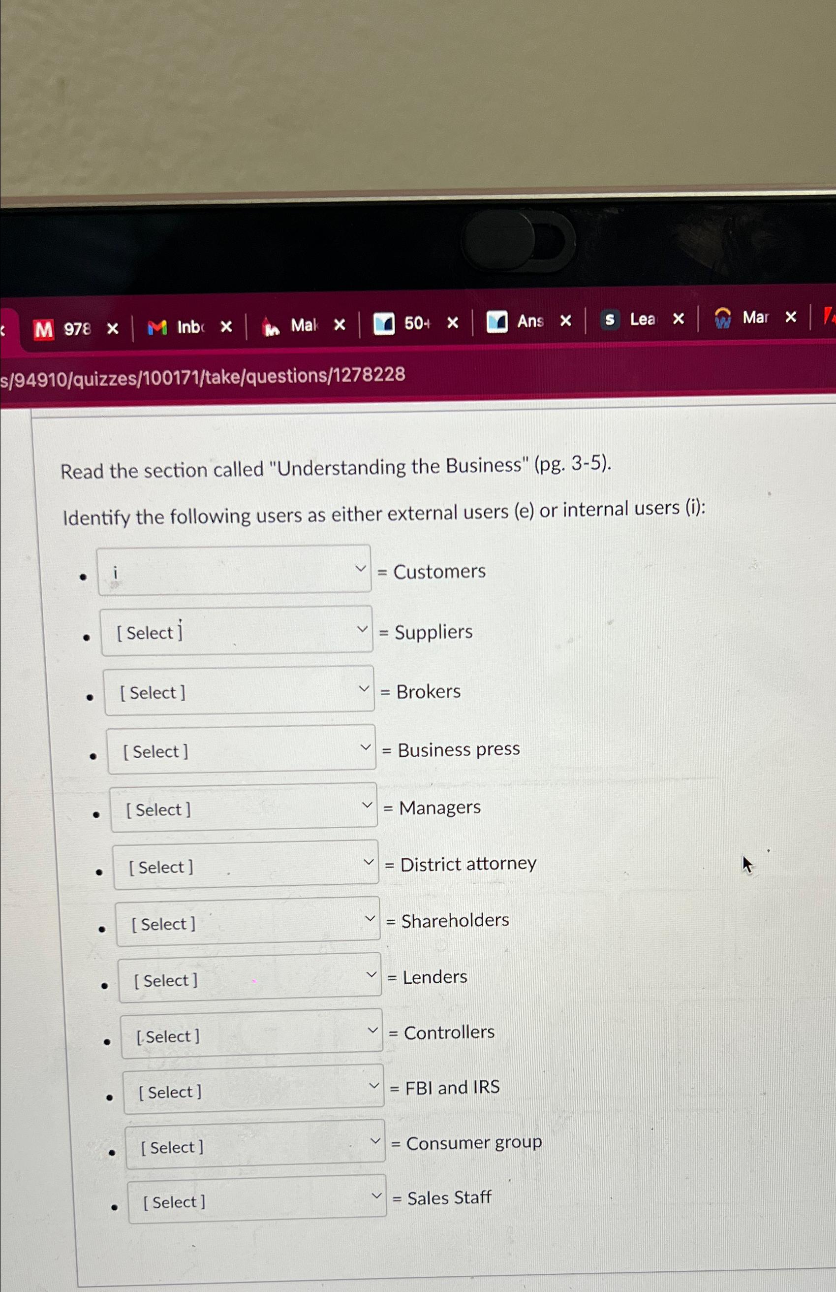  Read the section called "Understanding the Business" (pg.3-5). Identify the following