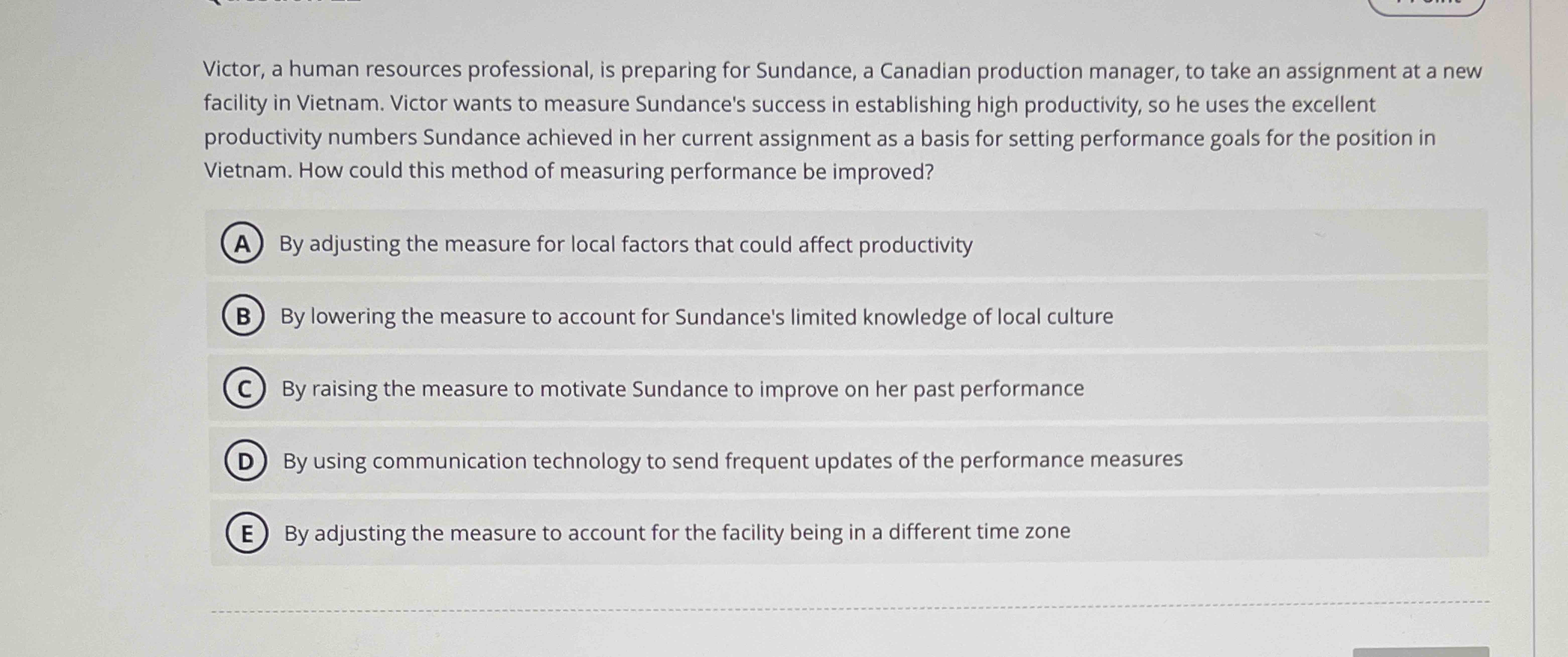  Victor, a human resources professional, is preparing for Sundance, a Canadian