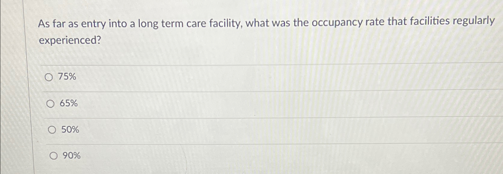  As far as entry into a long term care facility, what