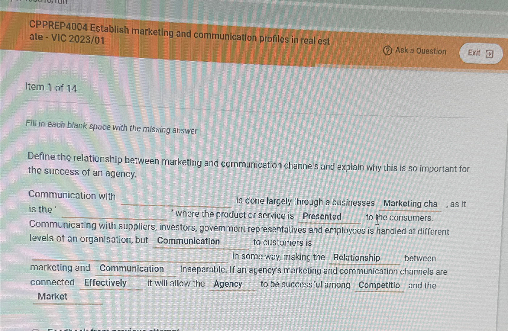  CPPREP4004 Establish marketing and communication profiles in real est ate -